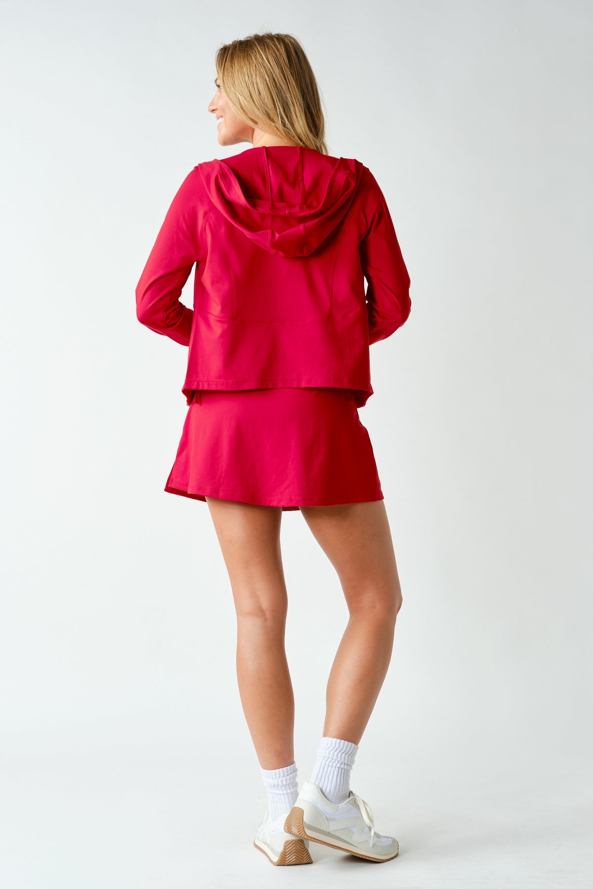 VENICE ZIP-UP HOODED JACKET--RED
