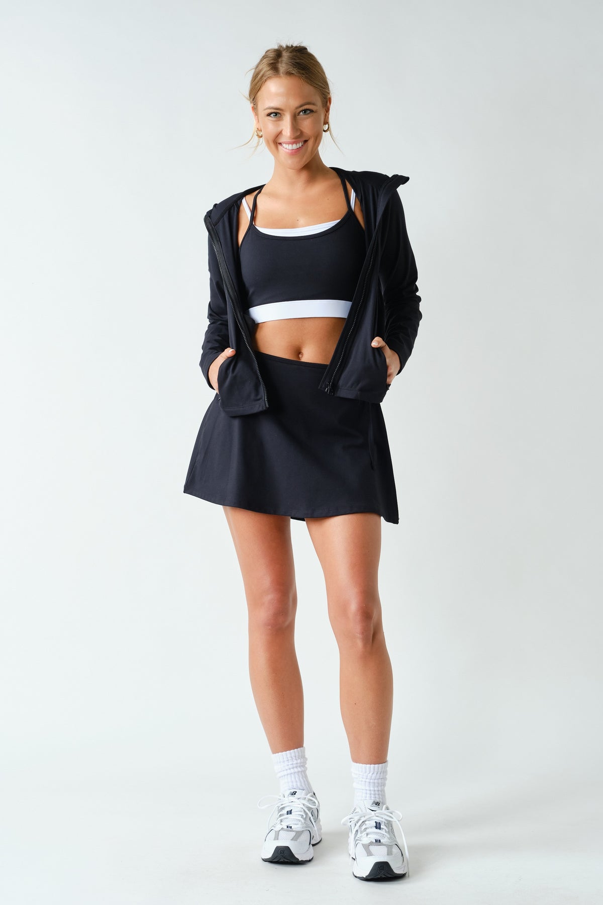 VENICE ZIP-UP HOODED JACKET--BLACK