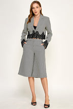 LACE DETAIL GAUCHO PANTS--BLACK MULTI