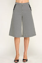 LACE DETAIL GAUCHO PANTS--BLACK MULTI
