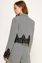 LACE DETAIL JACKET--BLACK MULTI