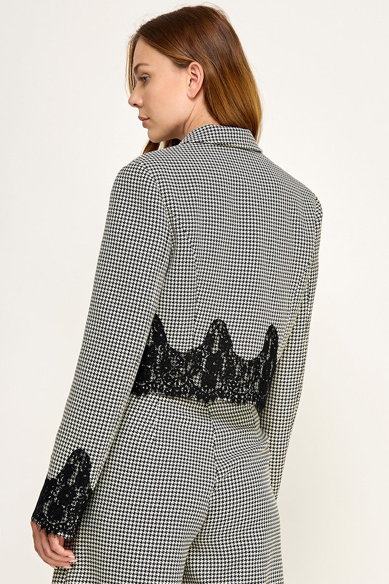 LACE DETAIL JACKET--BLACK MULTI