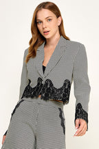 LACE DETAIL JACKET--BLACK MULTI
