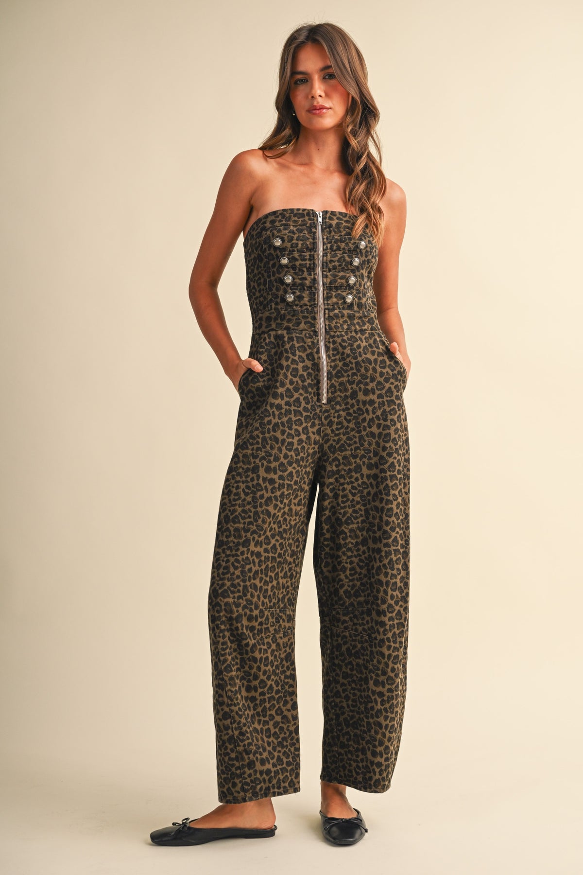 LEOPARD TUBETOP NAPOLEON JUMPSUIT