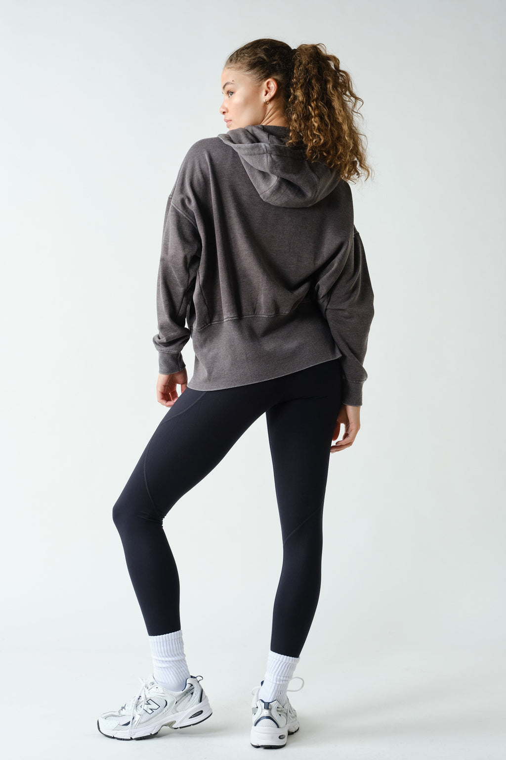 FLEECE ACTIVE HOODED JACKET--BLACK