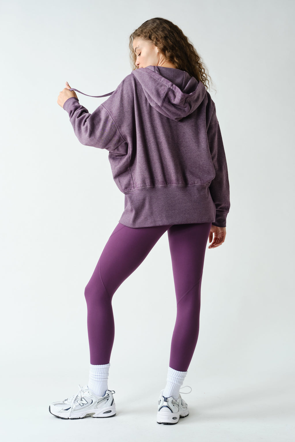 FLEECE ACTIVE HOODED JACKET--PURPLE IRIS