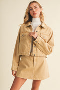 RIGID DENIM TRUCKET JACKET--CAMEL