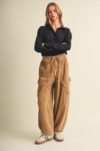 CORDUROY VOLUME CARGO TROUSERS--BISCUIT
