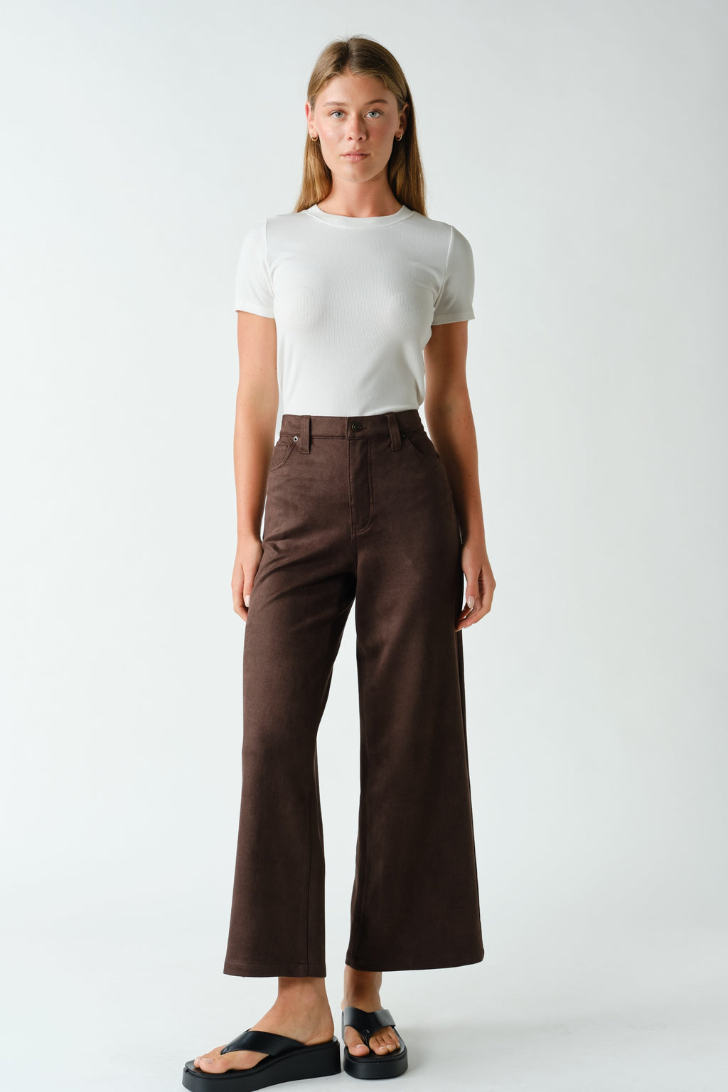 MOJAVE SUEDE WIDE LEG PANT--COFFEE
