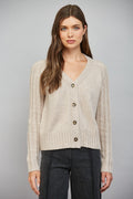 CASHMERE BLEND CARDIGAN--LT. MOCHA