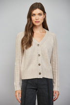 CASHMERE BLEND CARDIGAN--LT. MOCHA