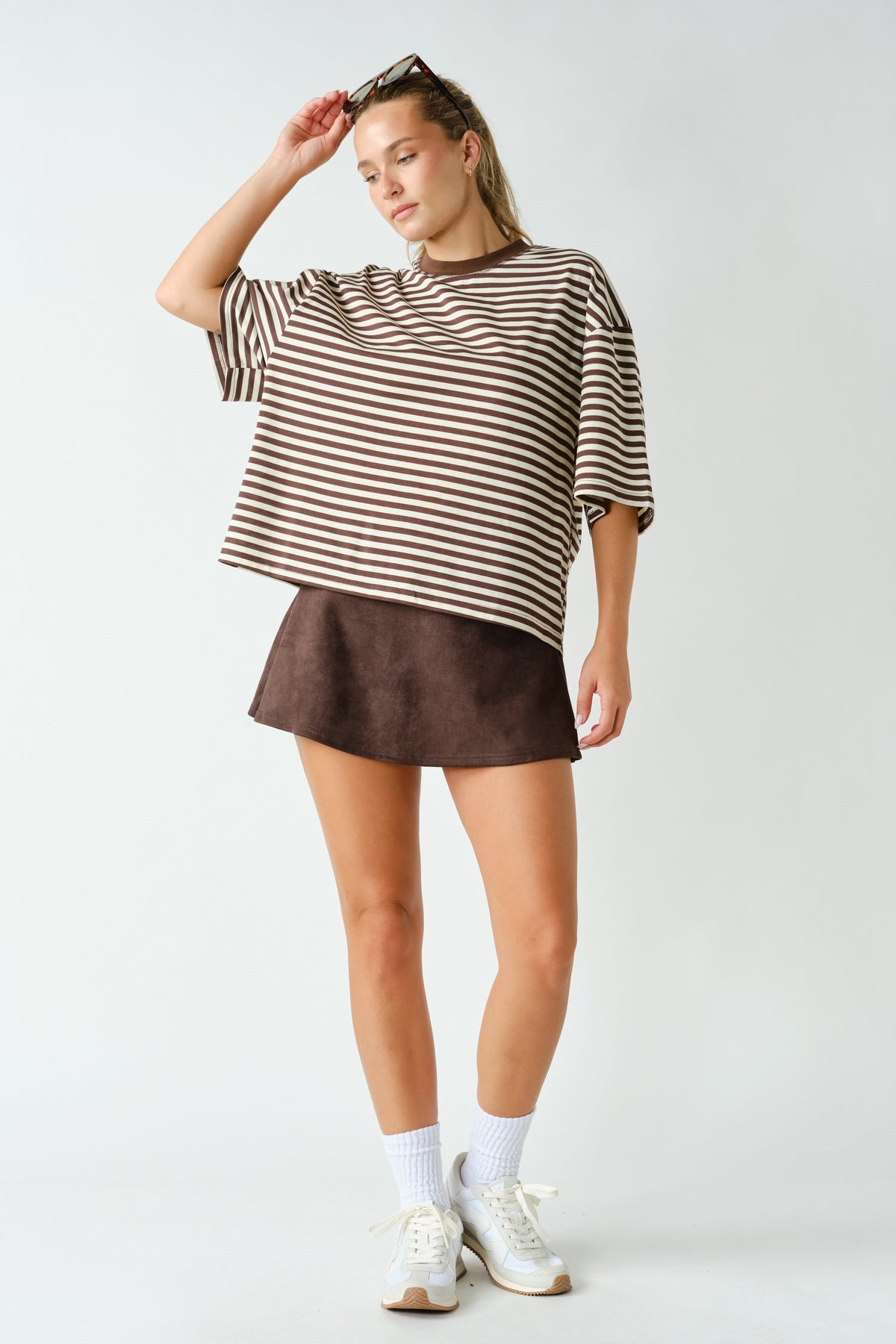 MOJAVE SUEDE SKORT--COFFEE
