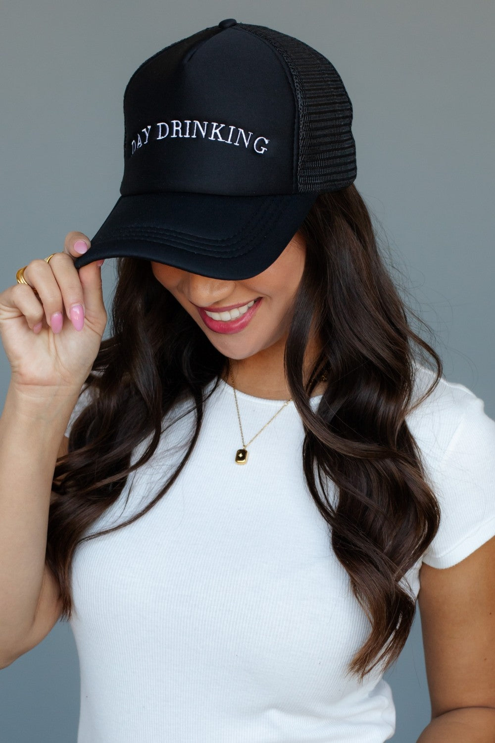 DAY DRINKING TRUCKER HAT--BLACK