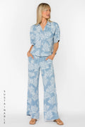 VELVET HEART ALEAH PALM LEAF PANTS--BLUE MIX