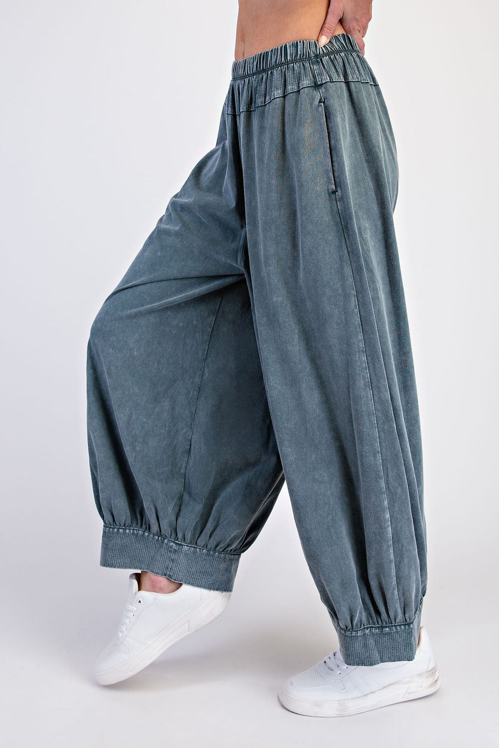 MW COTTON WIDE BALLOON PANTS--JUNGLE