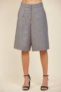 WOVEN BERMUDA DRESS SHORTS--GREY