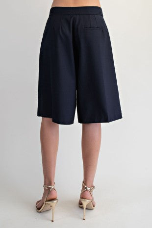 WOVEN BERMUDA DRESS SHORTS--NAVY
