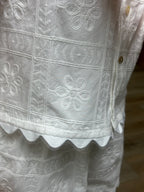 EMBROIDERY DETAILED EYELET TOP--WHITE