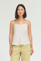 POLKA DOT DAINTY RIDGE TANK--IVORY/BLACK