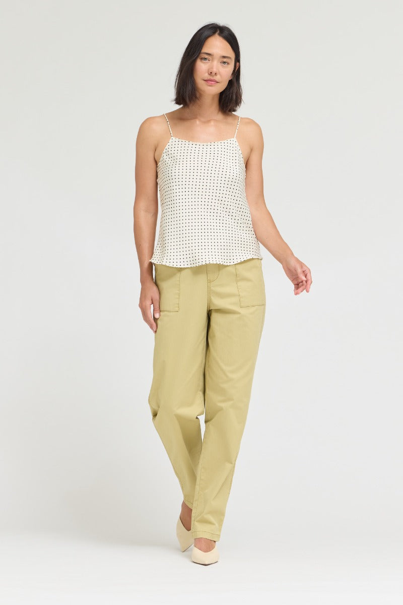 POLKA DOT DAINTY RIDGE TANK--IVORY/BLACK