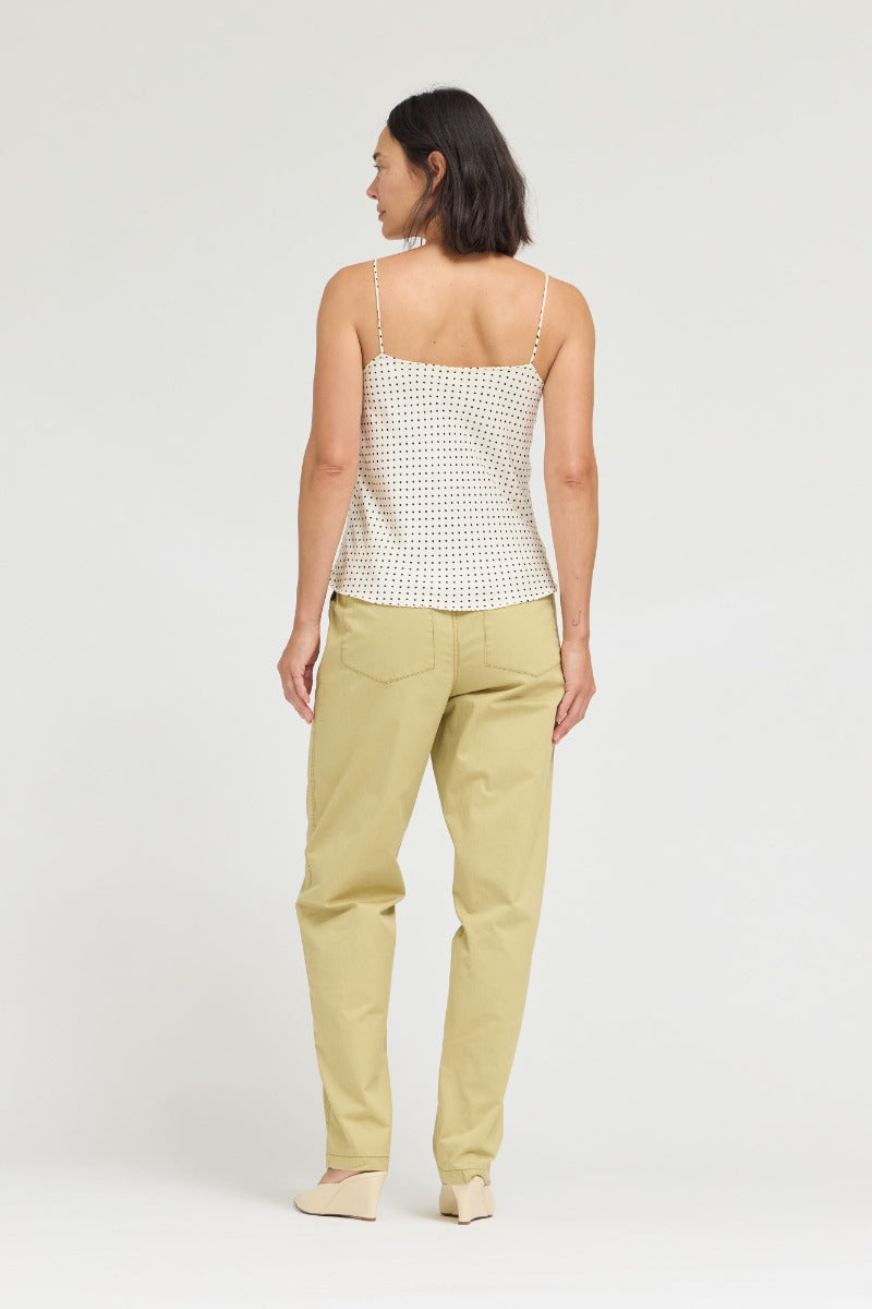 POLKA DOT DAINTY RIDGE TANK--IVORY/BLACK