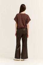SCRUNCH SIDE TEE--ESPRESSO