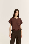 SCRUNCH SIDE TEE--ESPRESSO