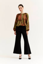 FALL FLOWY TOP--RED/BROWN MIX