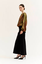 FALL FLOWY TOP--RED/BROWN MIX