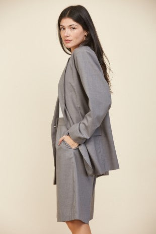 OVERSIZED DOUBLE BREASTED JACKET--GREY