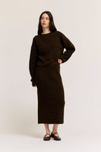 CAROB BROWN KNIT PULLOVER