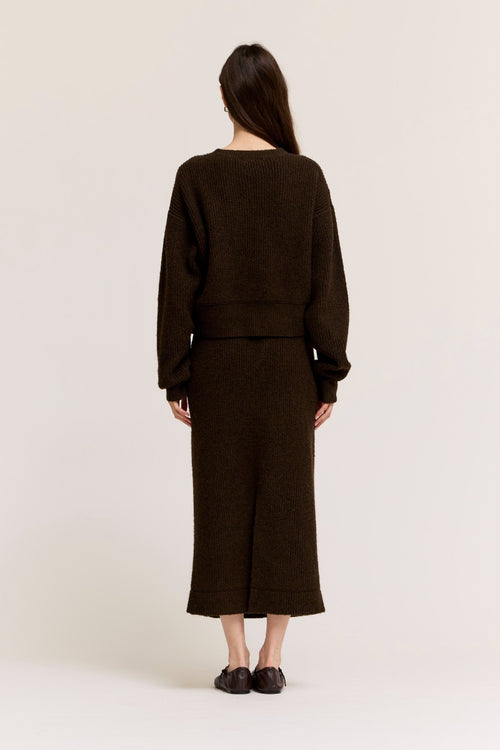 CAROB BROWN KNIT PULLOVER