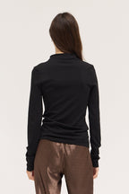 THICK MOCK NECK TEE--BLACK