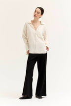 CONTRAST STICH OVERSIZED TOP--OFF WHITE