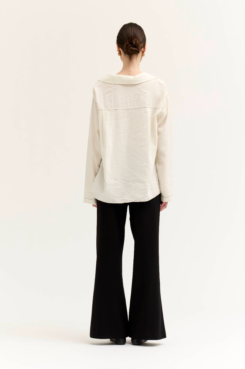 CONTRAST STICH OVERSIZED TOP--OFF WHITE