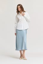 POPLIN BASIC BUTTON UP--WHITE