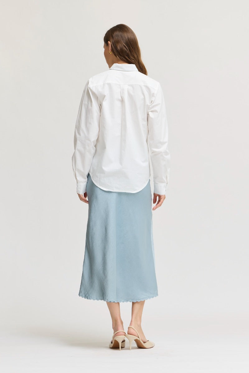 POPLIN BASIC BUTTON UP--WHITE