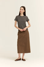 STRIPE JERSEY TEE--CHARCOAL
