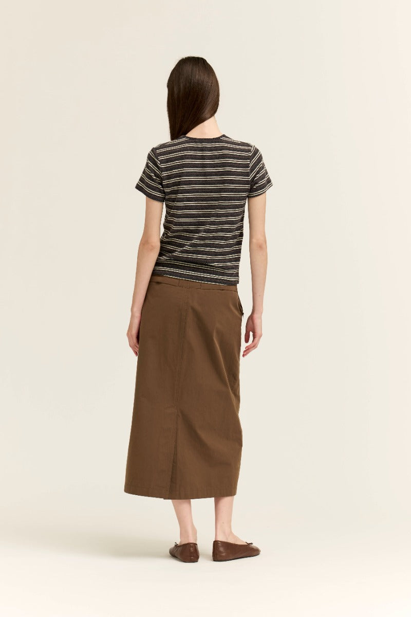 STRIPE JERSEY TEE--CHARCOAL