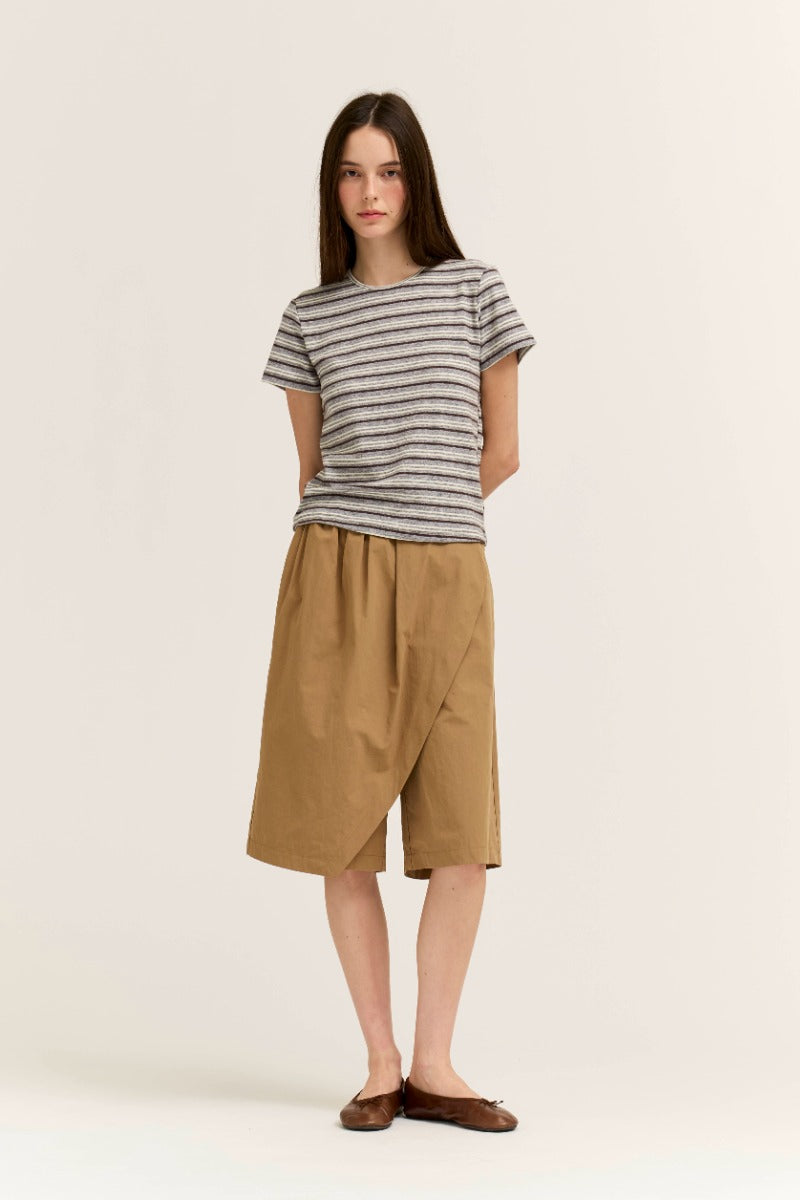 STRIPE JERSEY TEE--LT. GREY