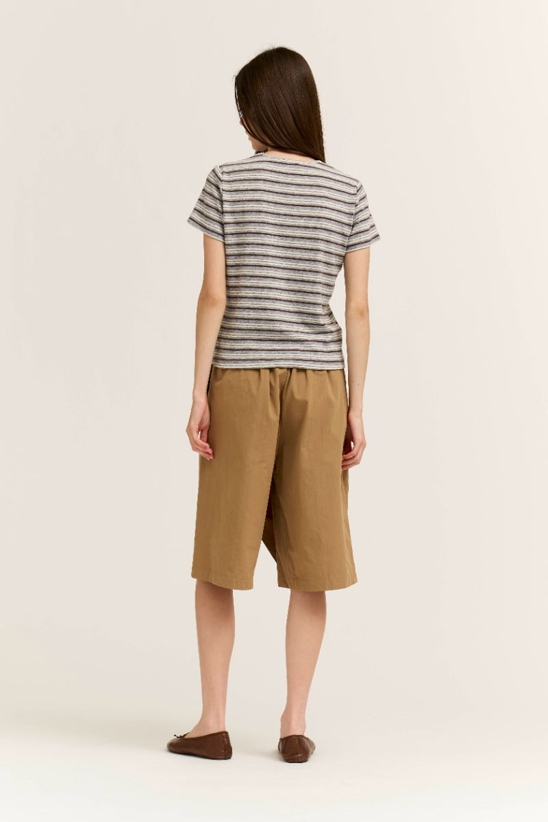 STRIPE JERSEY TEE--LT. GREY