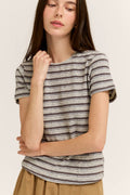 STRIPE JERSEY TEE--LT. GREY