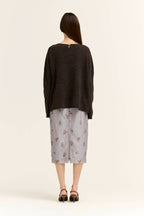 COZY BUTTON SWEATER TOP--CHOCOLATE