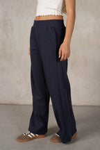 JERSEY PANTS WITH DRAWSTRING WAIST--NAVY