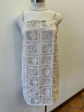 CONTRAST CROCHET MINI DRESS--TAN/CREAM