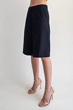 WOVEN BERMUDA DRESS SHORTS--NAVY