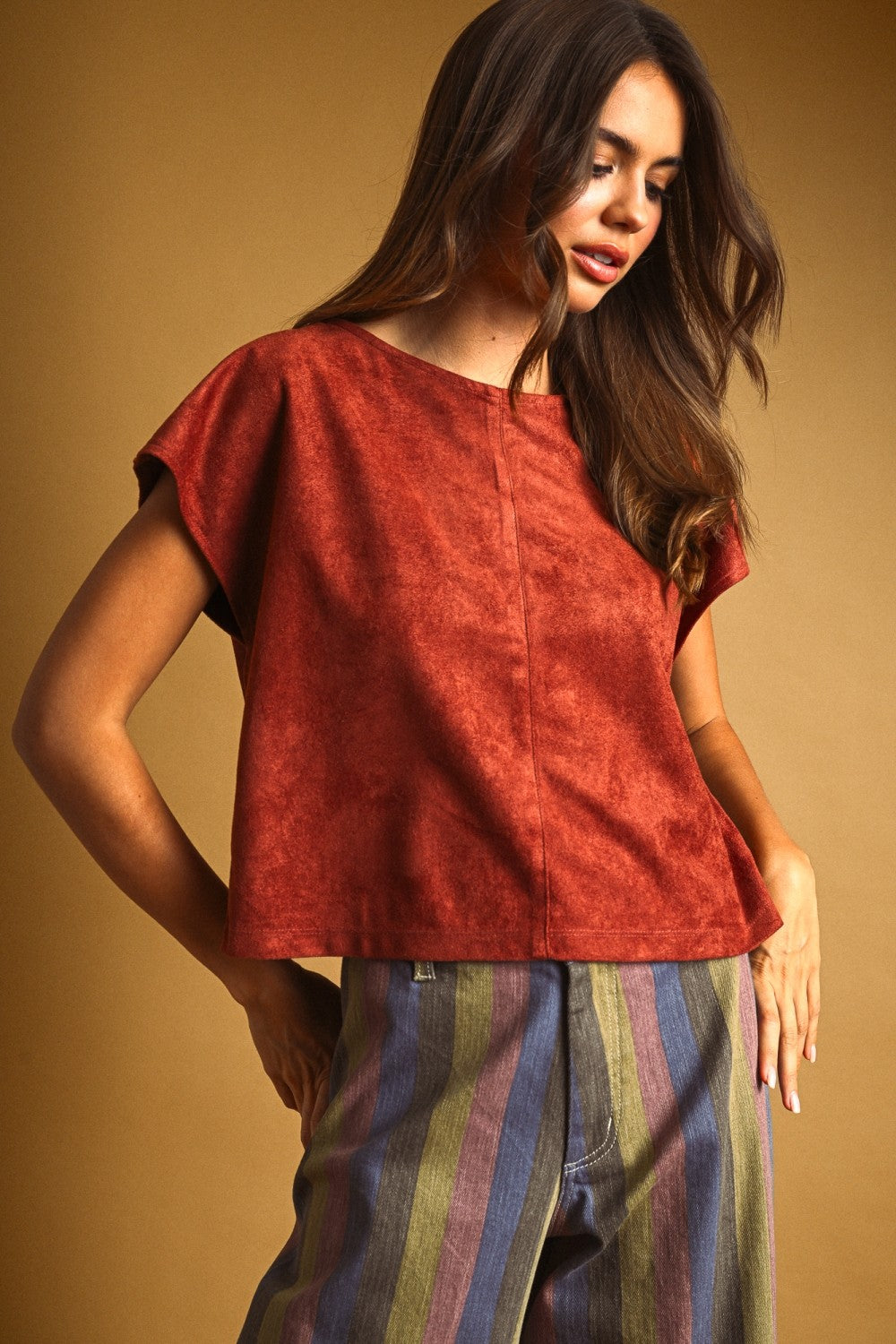 SUEDE TOP--RUST