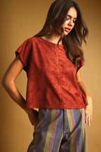 SUEDE TOP--RUST