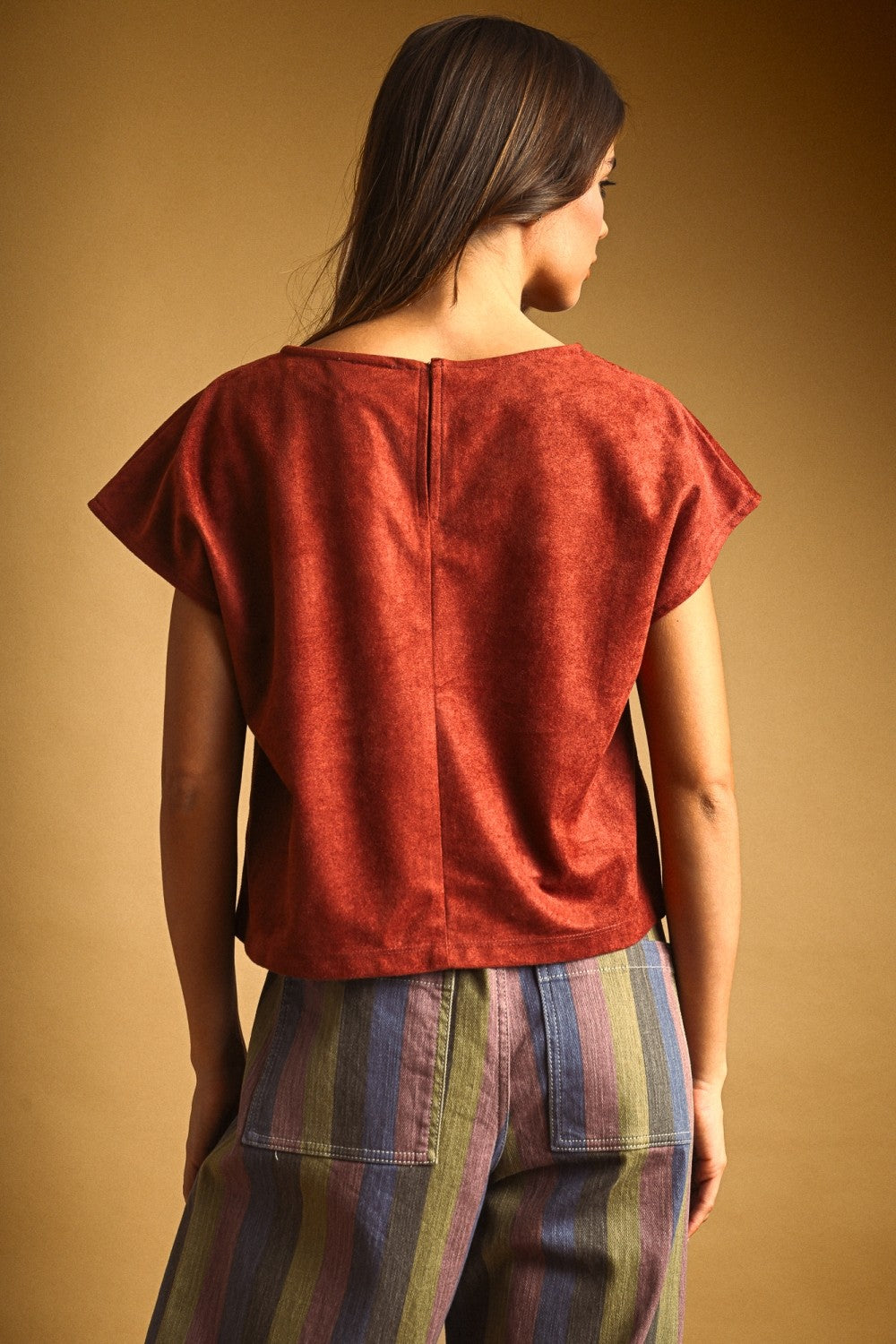 SUEDE TOP--RUST