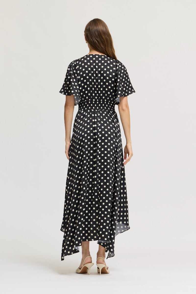 UNBALANCED SKIRT MAXI DRESS--BLACK/IVORY